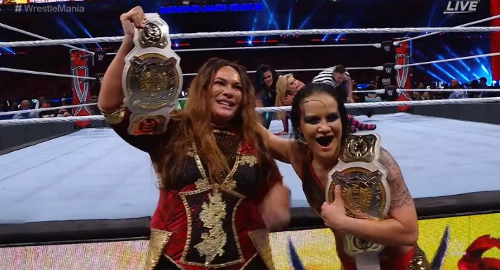 نتائج عرض راسلمينيا 37 الليلة الثانية بطولة الزوجى للسيدات