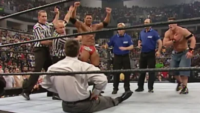 اللحظة الأشهر في تاريخ الرويال رامبل التي تسببت في إصابة فينس مكمان مرتين